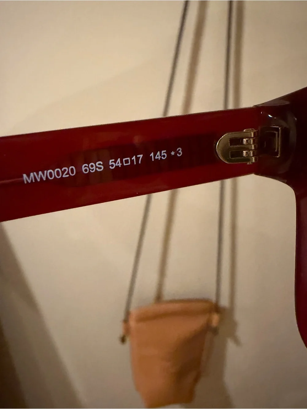 MCM Tan Leather Crossbody Pouch with Burgundy Sunglasses